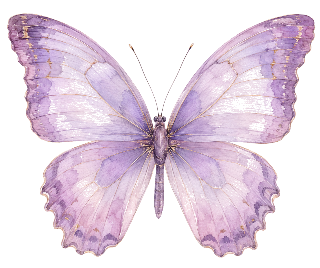 Natural Remedes lavender watercolor butterfly logo